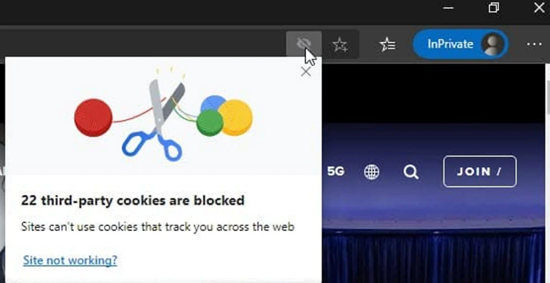 Microsoft Edge inizia a bloccare i cookie di terze parti in modalità di navigazione in incognito