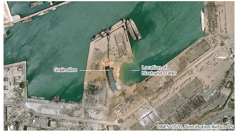 La NASA dimostra l'esplosione a Beirut con immagini satellitari