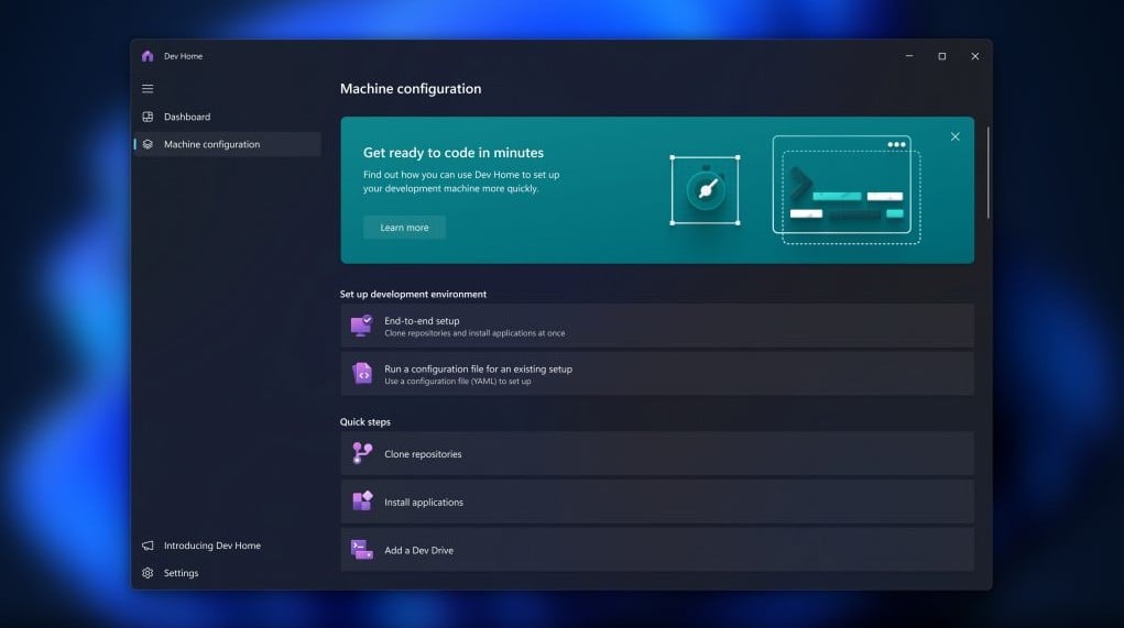 Nuova configurazione della macchina per gli strumenti e i componenti aggiuntivi di Windows 11.