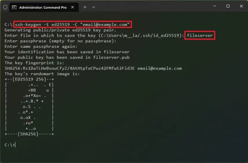 ssh-keygen con il comando type
