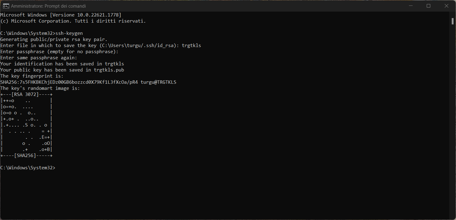 Come generare chiavi SSH su Windows 11