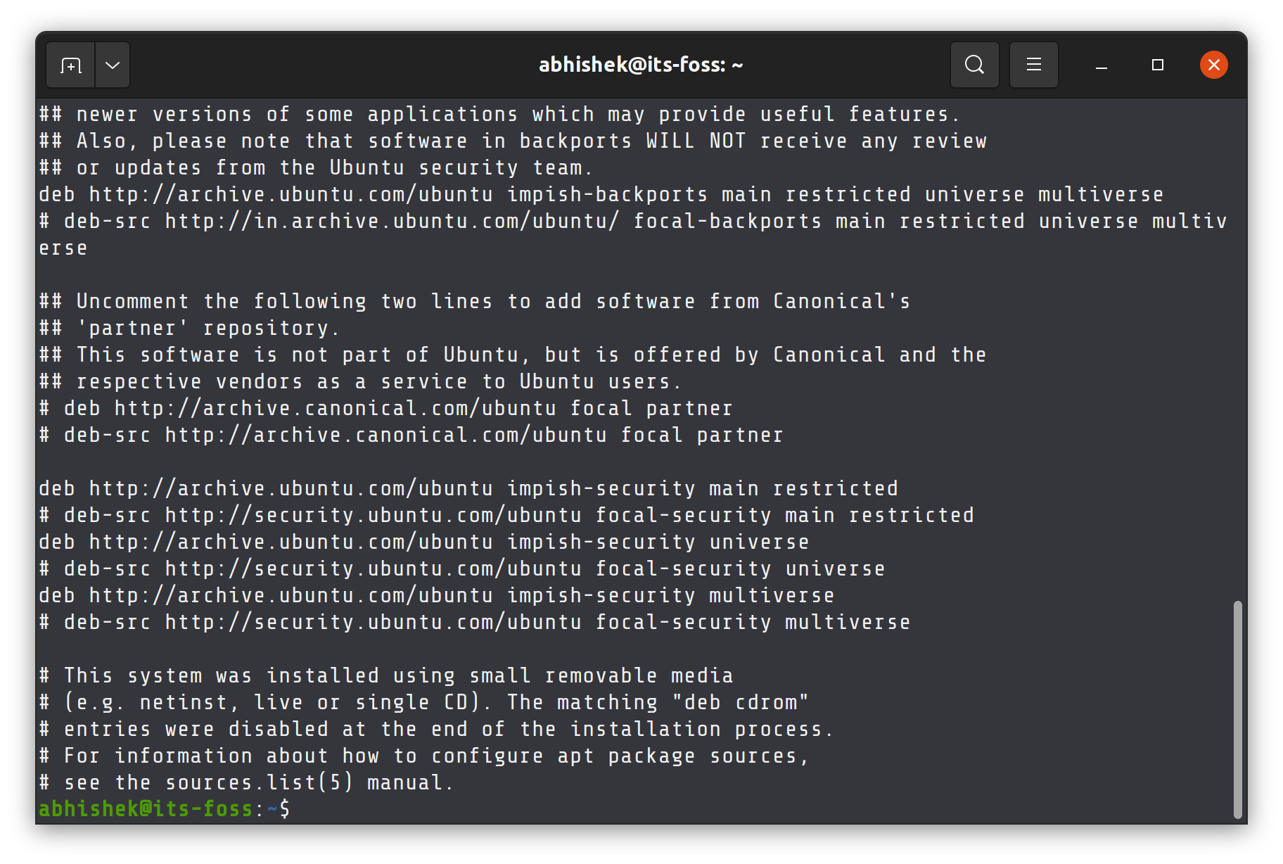 fonti.list in Ubuntu