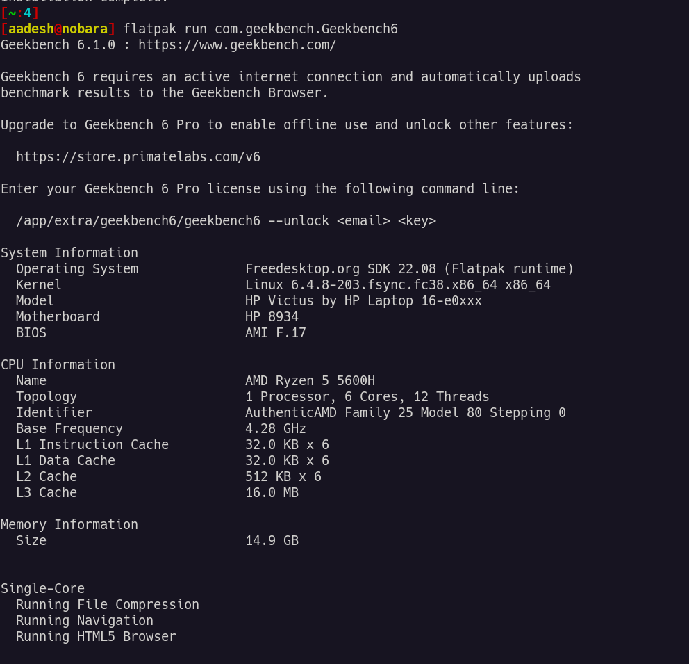 Benchmarking di un PC con Linux utilizzando Geekbench