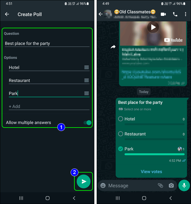 Scrivi la tua domanda per il sondaggio d'opinione di Whatsapp e inviala in chat