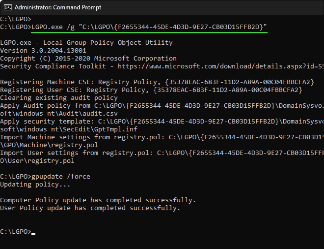 Applicare criteri di gruppo locale utilizzando il backup Gpo tramite Lgpo