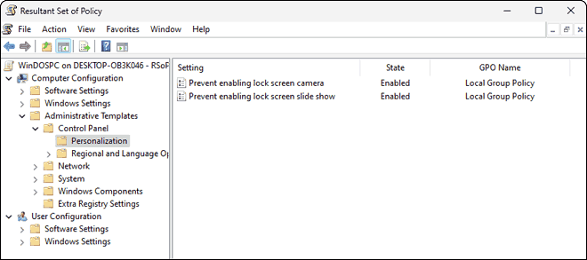 Controlla la policy aggiornata nella console Rsop