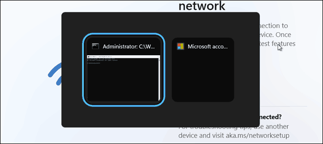 Premi Alt Tab e seleziona Prompt dei comandi