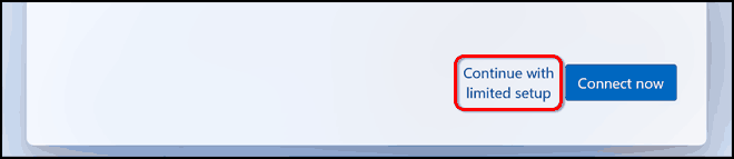 Fai clic su Continua con configurazione limitata per creare un account locale in Windows 11 Home e Pro