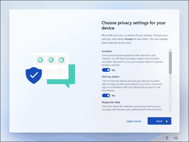 Configura le impostazioni di privacy per l'account locale su Windows 11