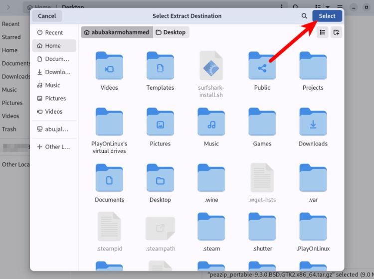 Estrai il file in una cartella