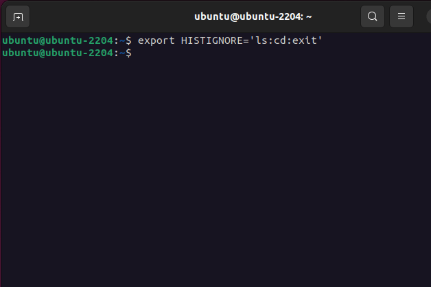 escludendo i comandi ls, cd ed exit dalla cronologia dei comandi