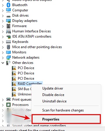 Andare alle proprietà di un driver in Gestione dispositivi di Windows