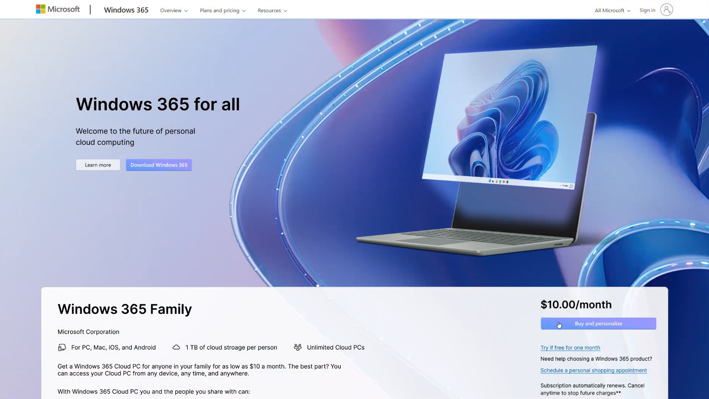 Windows 365 per i consumatori