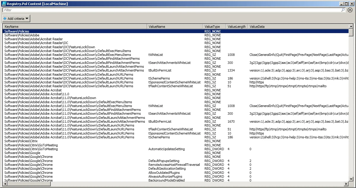 Come modificare il file Registry.pol utilizzando LGPO.exe