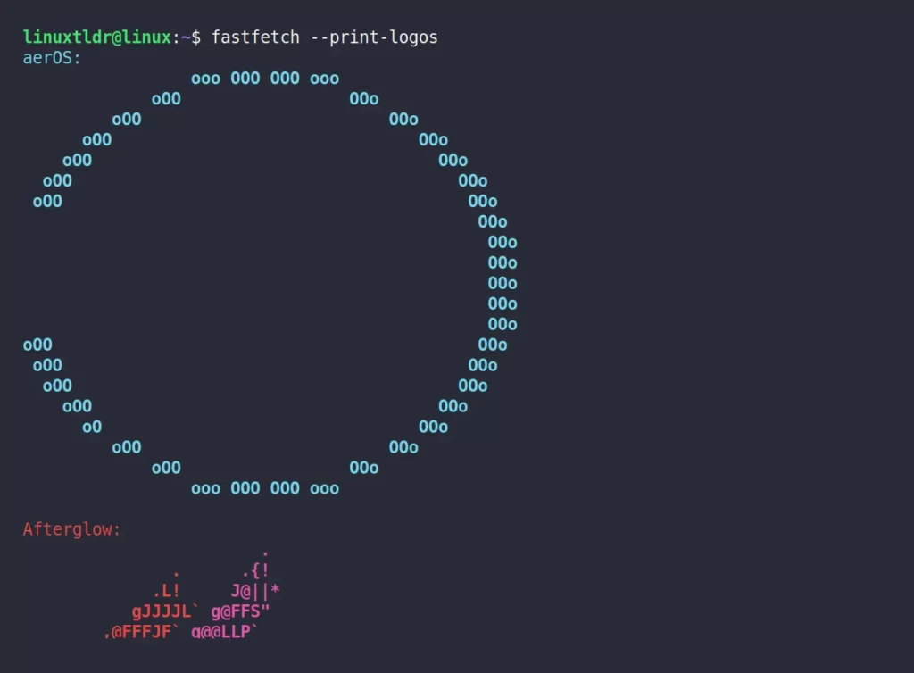 elenco dei loghi supportati in fastfetch