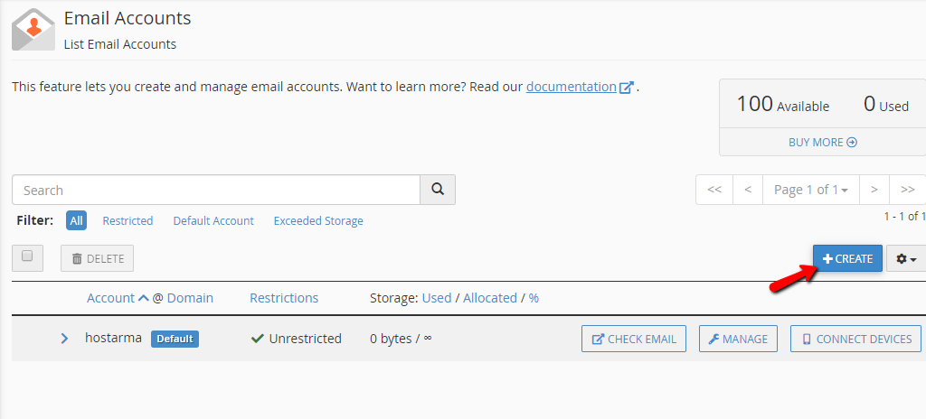 Creazione di un nuovo account di posta elettronica