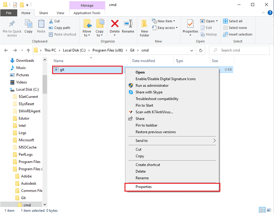 fare clic sull'opzione Proprietà nell'elenco