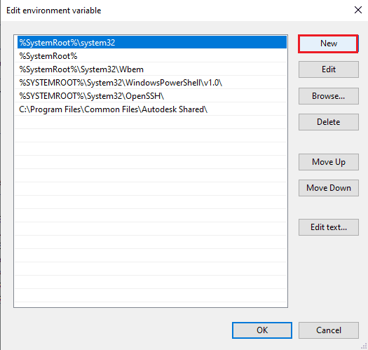 Fare clic sul pulsante Nuovo 