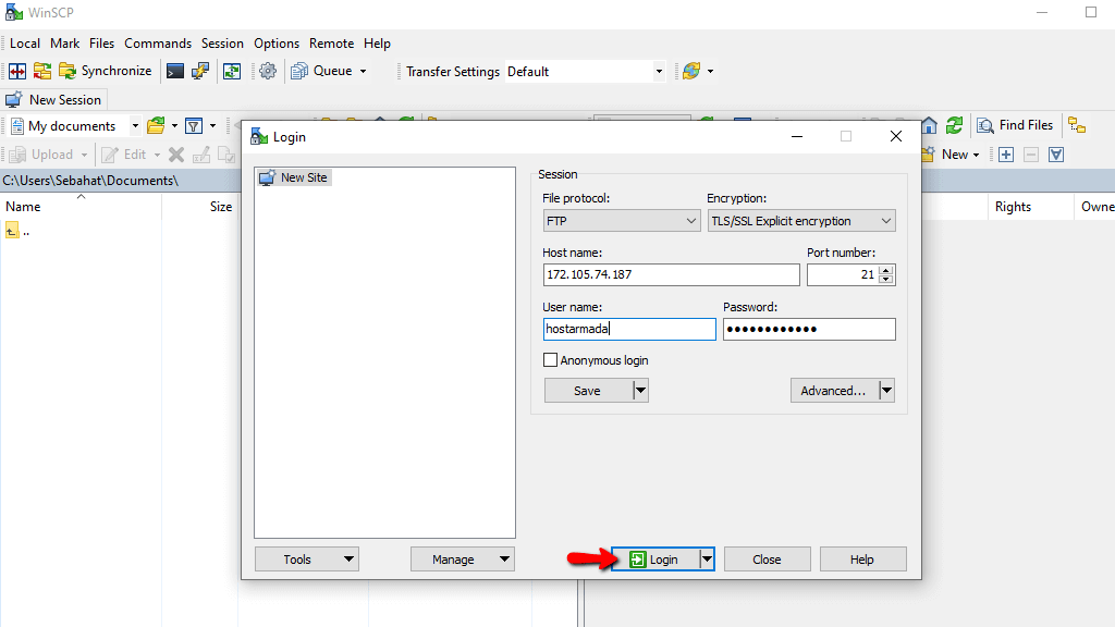 Come utilizzare e configurare WinSCP per l'accesso alla directory del sito