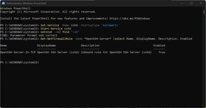 Conferma le regole per la connessione al server SSH