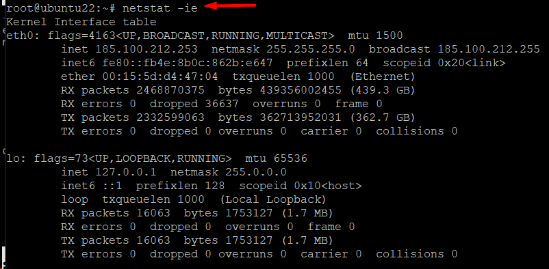 netstat -i