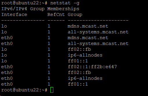 Esempio n. 12: mostra l'appartenenza ai gruppi IPv4 e IPv6