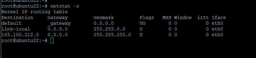 Esempio n. 11: visualizzare la tabella di routing IP del kernel